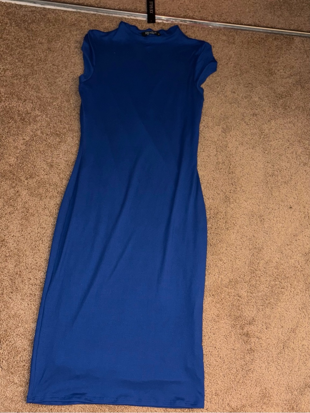 Joe & Elle Mock Neck Royal Blue Midi Dress